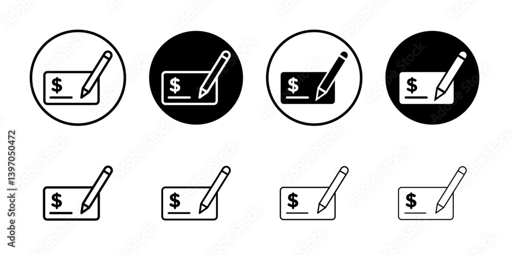 Cheque Collection Sign Signing cheque icon Flat fill set collection Stock Vector | Adobe Stock