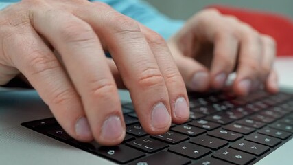 Canvas Print - fingers on a laptop keyboard close-up, code development concept, typing on a keyboard.