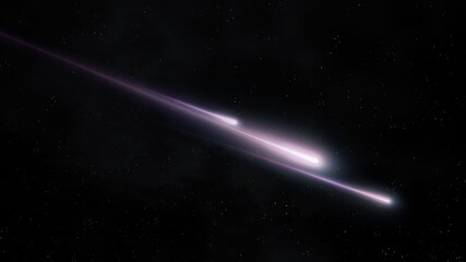 Wall Mural - three meteor flashes in the sky. meteorites glow in the atmosphere. beautiful shooting stars isolate