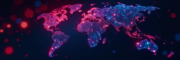 abstract digital binary code with global connection, binary code, futuristic