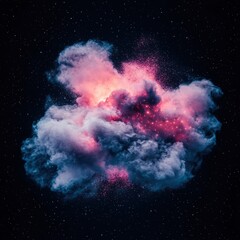 Wall Mural - Sci-fi nebula explosion contrast pattern with cosmic dust, bright celestial gas clouds, and hyper-bright glowing star clusters., copy space for text - Nebula astronomical event