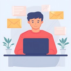 businessman with laptop email