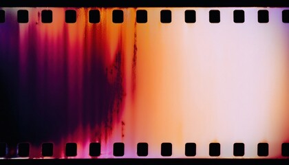 Wall Mural - burned vintage 35mm film strip texture with vibrant light leaks for retro design backgrounds or analog art overlays

