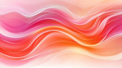 Wall Mural - Abstract wavy lines of soft pink, orange, and red colors.