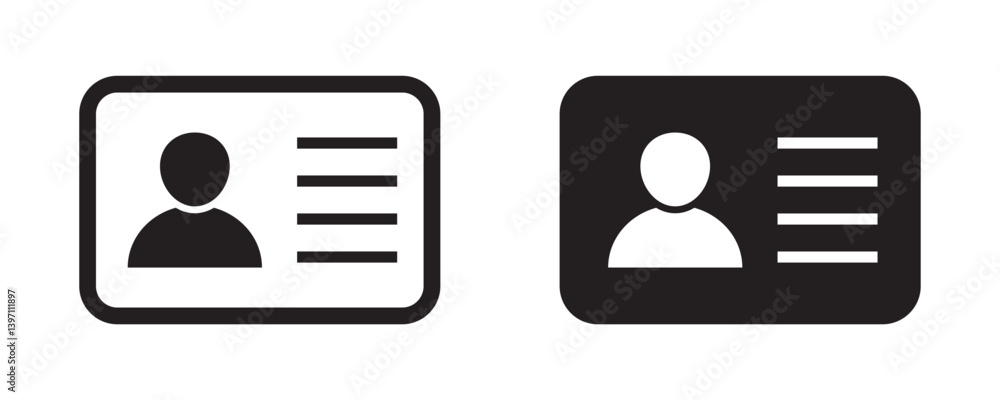 ID card badge icons. Pass icon, passport document icons. Stock Vector ...