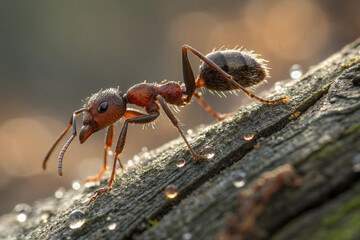red ant on the tree