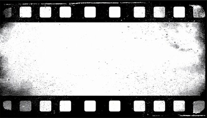 Wall Mural - vintage distressed filmstrip frame with grunge texture, black and white empty cinema border for retro movie, photography, design

