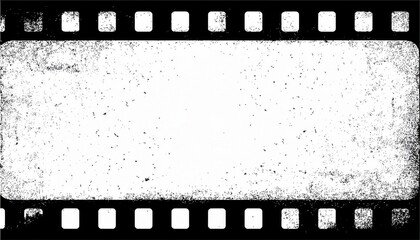 Wall Mural - vintage distressed filmstrip frame with grunge texture, black and white empty cinema border for retro movie, photography, design

