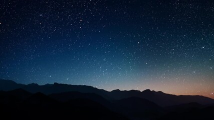 Wall Mural - a night sky panorama with stars and moon