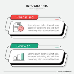 Poster - Business infographic template. 2 Step timeline journey. Process diagram, 2 options on white background, Infograph elements vector illustration.