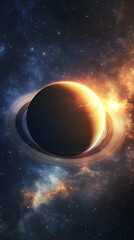 Wall Mural - Planet with Rings in Outer Space
