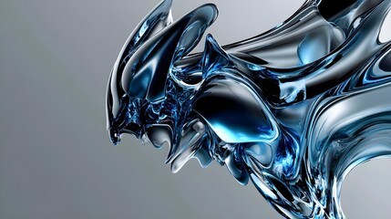 Canvas Print - Striking Digital Rendering of Sleek Abstract Design with Fluid Shapes