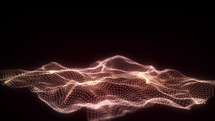 Wall Mural - abstract technology wave in the center with motion dots and lines. ai in virtual reality on digital 
