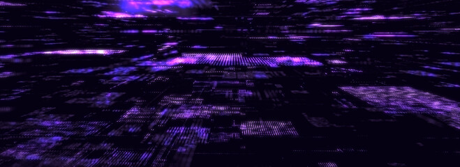 Wall Mural - abstract digital background. matrix cyberspace with moving data. technology cyber security futuristi