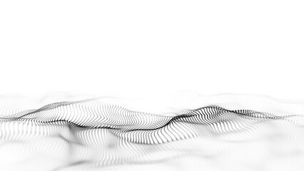 Wall Mural - light cyberspace in digital background. abstract technology white wave with motion dots and line. co