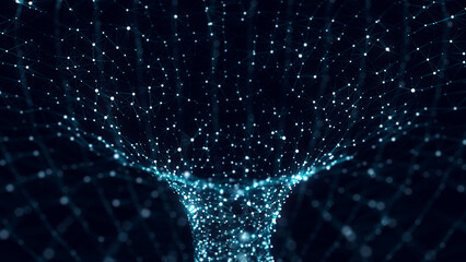 Wall Mural - futuristic sci-fi circle portal in space. 3d ai tunnel with dots and lines. abstract digital wormhol