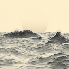 Minimalist Line Art of Ocean Waves Abstract Continuous Drawing for Graphic Design