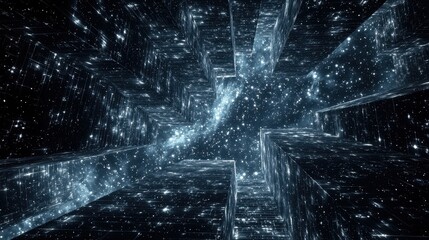 Wall Mural - futuristic abstract cityscape with stars and galaxy background