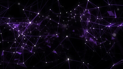 Business futuristic backdrop. Network connection structure cyberspace with moving particles. Abstract cyber security background. 3D rendering.