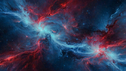 cosmic abstract background with blue and red hues.