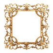 © MdKorban - Ornate golden frame with floral carvings and a dark center space on transparent background