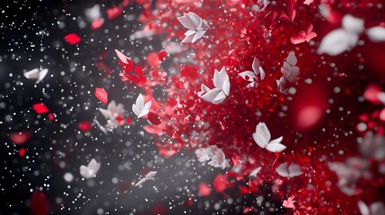 Canvas Print - 3D Render of Red and White Molecules in Dynamic Motion Effects
