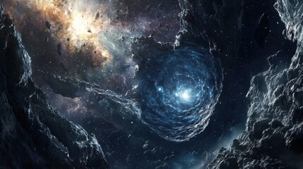 Wall Mural - mesmerizing cosmic vortex with brilliant stars and dark matter