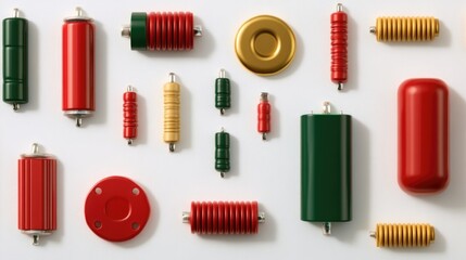 colorful array of cylindrical objects arranged harmoniously on w
