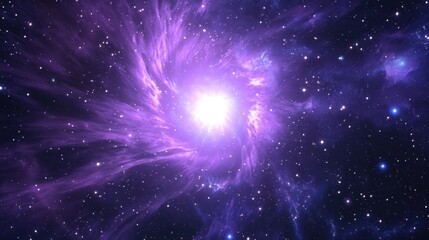 Wall Mural - Stunning Cosmic Explosion in Vibrant Purple With Stars Background