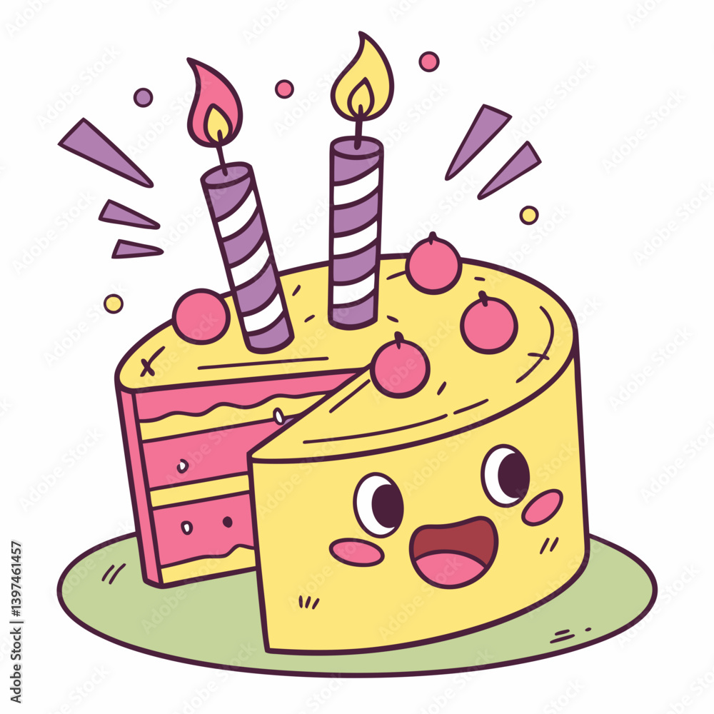 Birthday cake emoji with animated candles Stock Vector | Adobe Stock, image size:1000x1000