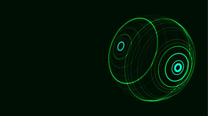 Wall Mural - vector futuristic green sphere of particles and lines. network connection big data. abstract technol