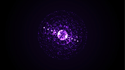 Wall Mural - vector futuristic purple sphere of particles and lines. network connection big data. abstract techno