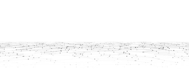 Wall Mural - technology wireframe landscape. vector perspective grid. digital space. black mesh on a white backgr