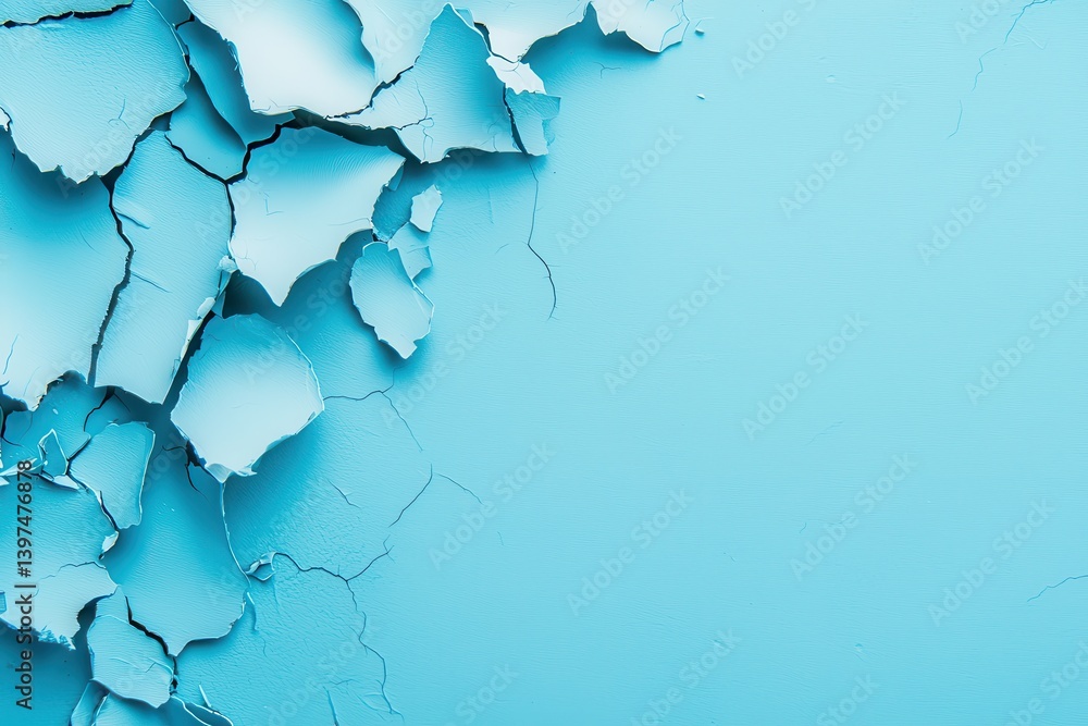 ภาพถ่าย Stock Blue turquoise peeling paint surface with chipped texture ...