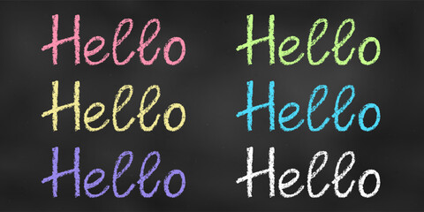 Wall Mural - Children's Chalk Drawn Sketch. Set of Design Elements Words 