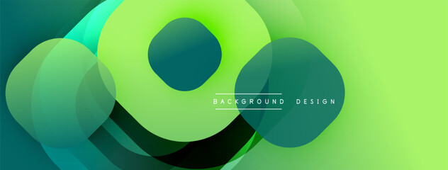 Aufkleber - Abstract rounded shapes overlap, creating vibrant green gradient. Modern design suggests fluidity, depth, visual harmony. Background ideal for digital projects.