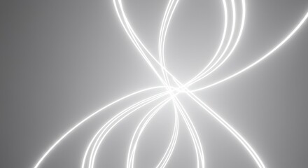 Wall Mural - abstract light curves design - glowing white lines form abstract curves on a gray background, creati