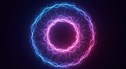 Wall Mural - bright round energy structure space orb - abstract colorful lights, energy ray, power, electric magn