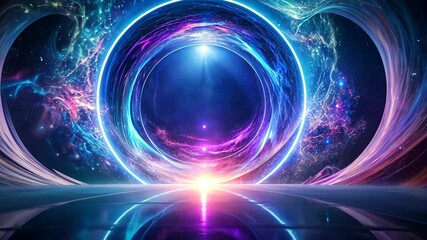 Wall Mural - hypnotic cosmic gateway journey through a vibrant nebula to an enigmatic portal