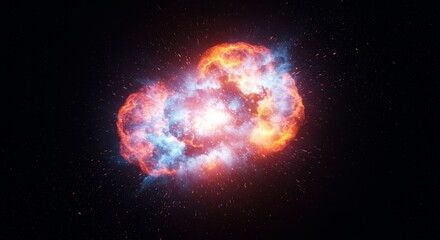 Wall Mural - cosmic collision: energy burst in space - a vibrant depiction of two celestial bodies colliding, cre