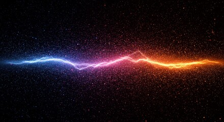Wall Mural - Energy Flow in Dark Abstract Space - A cosmic energy stream, vibrant dual colors, contrasting forces, dynamic motion, dark starry background. Symbolizing duality, power, energy, flow, and the universe