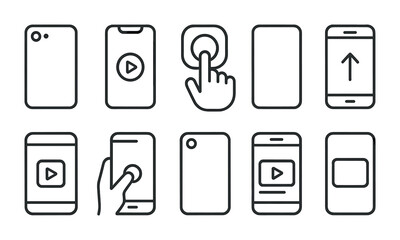Mobile interface icons set - linear style for modern app design and development