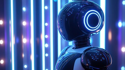 Futuristic robot in vibrant neon light (2)