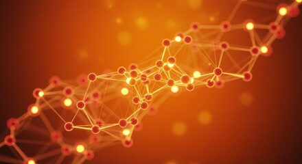 Wall Mural - neural network connections orange background - abstract representation of neural network connections