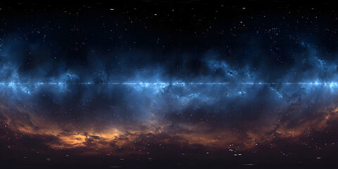 360 degree space nebula panorama, equirectangular projection, environment map. HDRI spherical panorama. Space background with nebula and stars