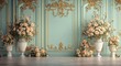 © alap - A lavish room adorned with pastel-colored roses and intricate gold accents.