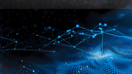 Wall Mural - futuristic digital network background with glowing blue nodes