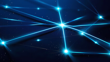 Wall Mural - bright blue network radiating from central glowing points across a dark blue space.