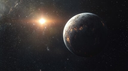 Wall Mural - a stunning 3d depiction of an exoplanet orbiting a distant star, beyond the boundaries of the solar 