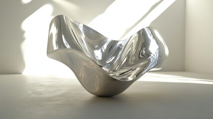 Wall Mural - a stunning abstract 3d shape floating in an infinite void, reflecting and refracting light in unique